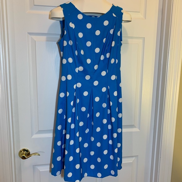 dressbarn Dresses & Skirts - Dressbarn Blue with White Polkadot Dress Size 12